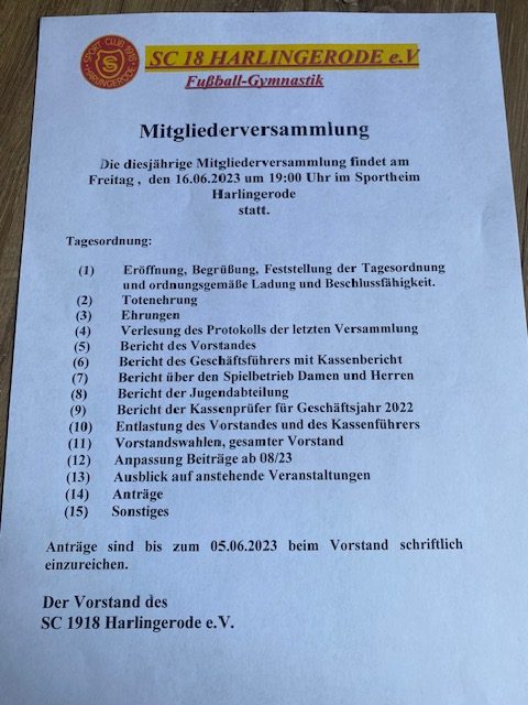 You are currently viewing Jahreshauptversammlung am 16.6.2023